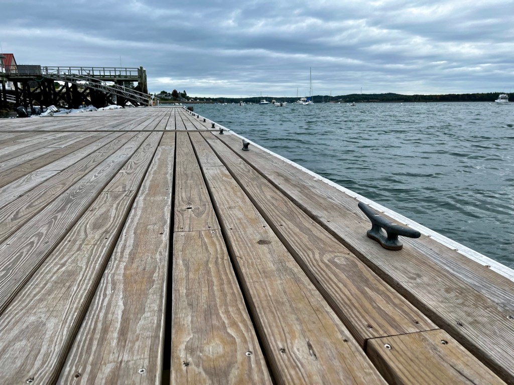 a float on a cloudy day with a cleat in the foreground